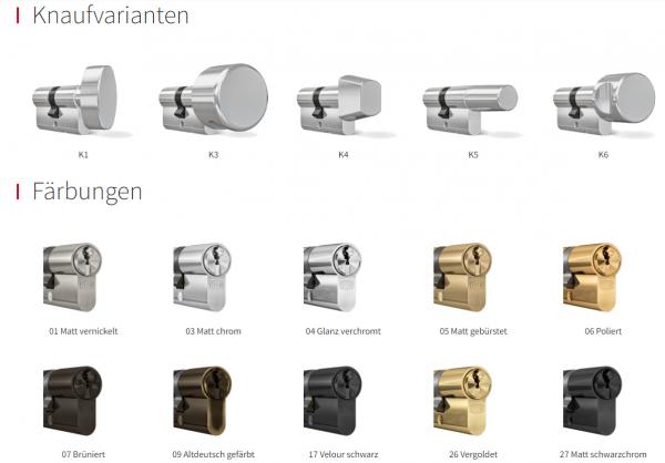 DOM Knaufvarianten und Färbungen